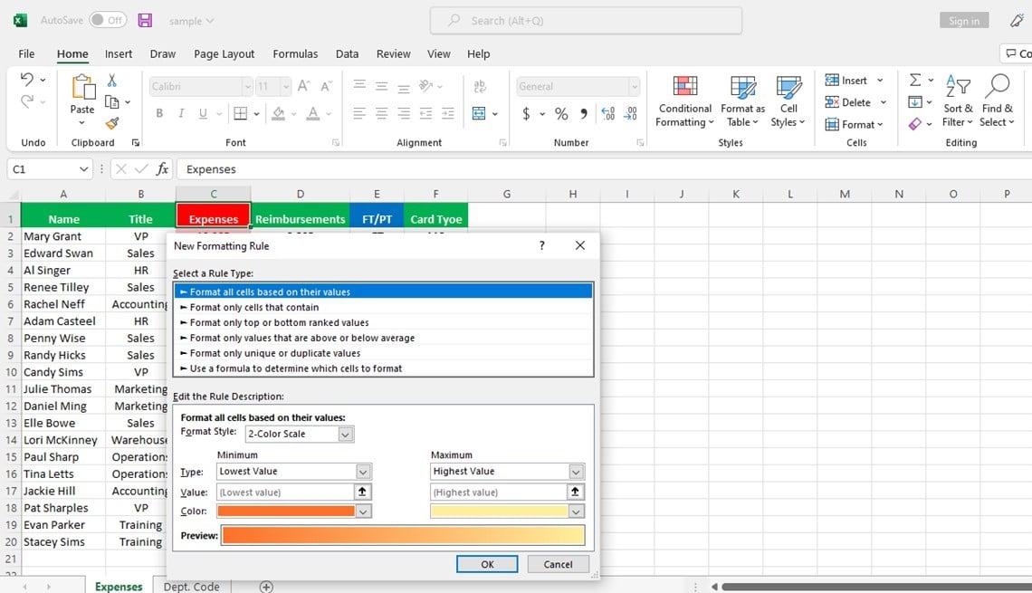 Excel Conditional Formatting