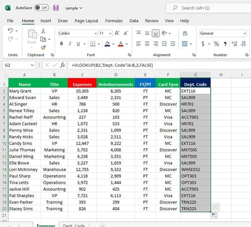Excel Vlookup