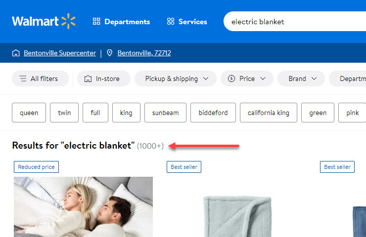 Walmart.com example search result