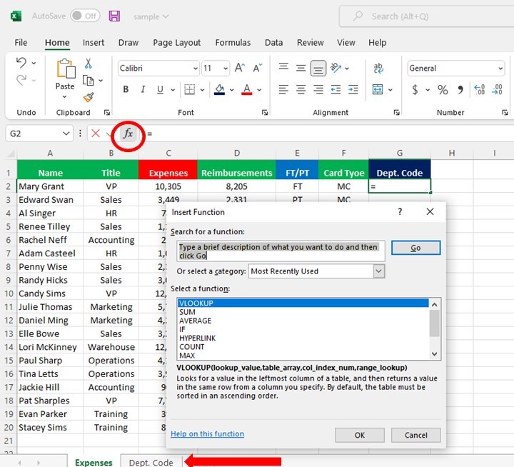 Excel Vlookup