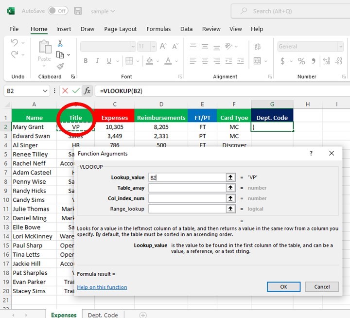 Excel Vlookup