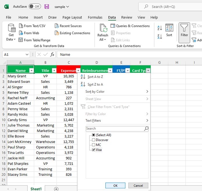 Excel Filters