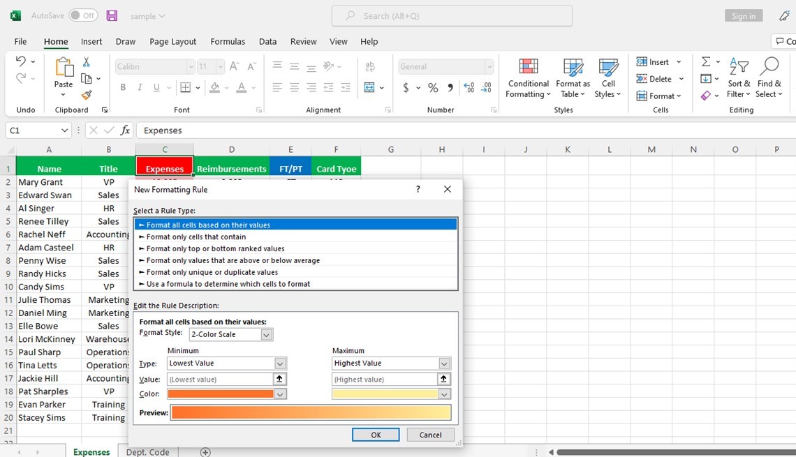 Excel Conditional Formatting