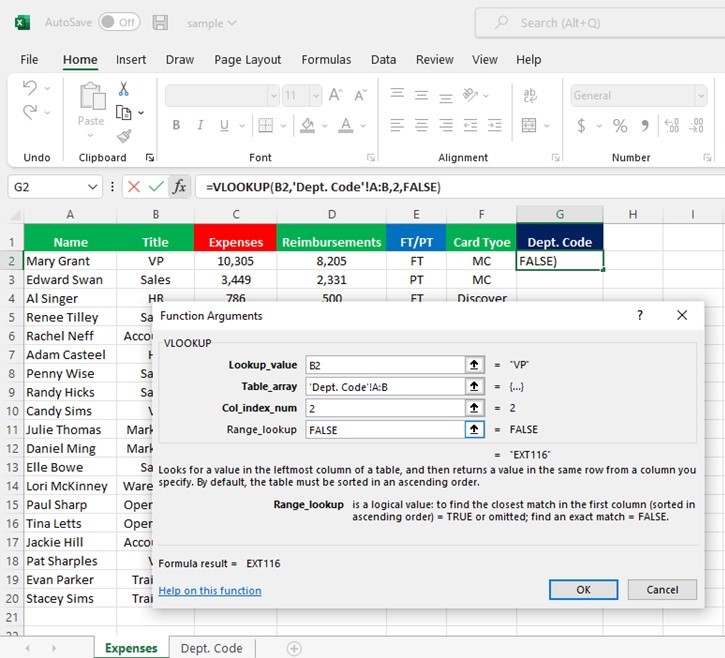 Excel Vlookup