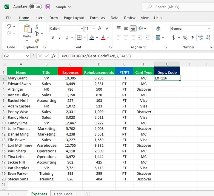 Excel Vlookup