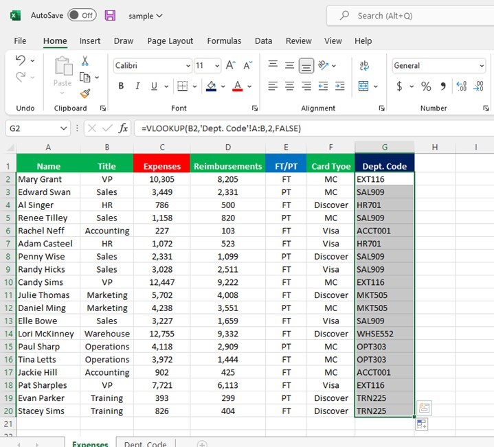 Excel Vlookup