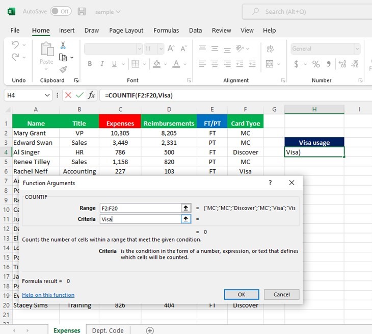 Excel Countif