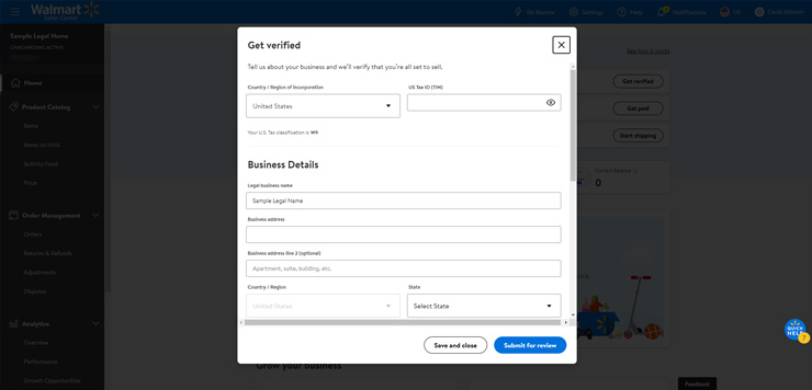 Walmart seller center business verification