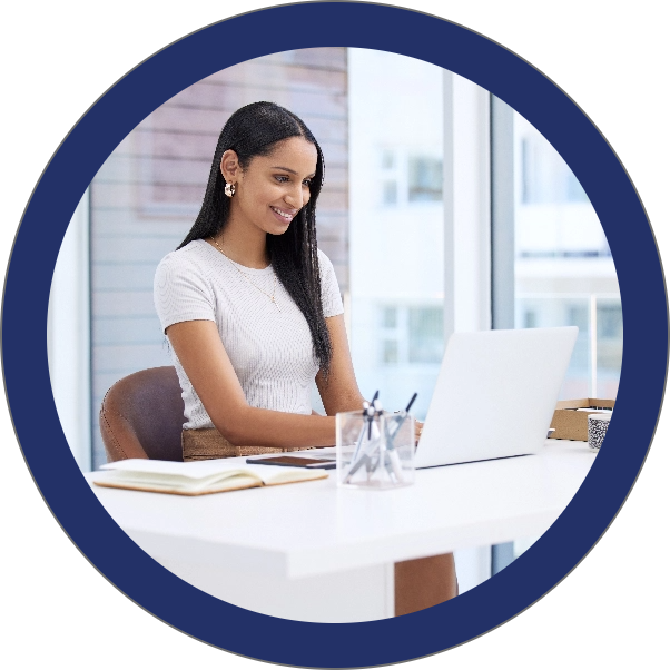 Woman working on a laptop